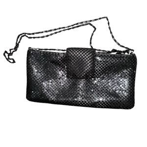 Women's Chain Mail Evening Bag Black Metal Chain Shoulder Strap Vintage